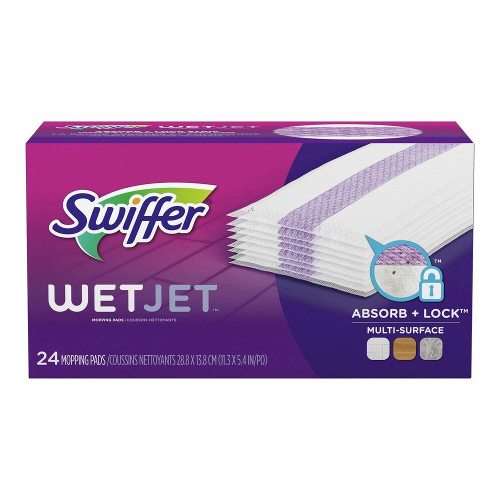 Swiffer WetJet Mopping Pad Refill - 10" Length - Absorbent, Textured - Cotton - Green - 24/Box - 4 / Carton. Picture 3