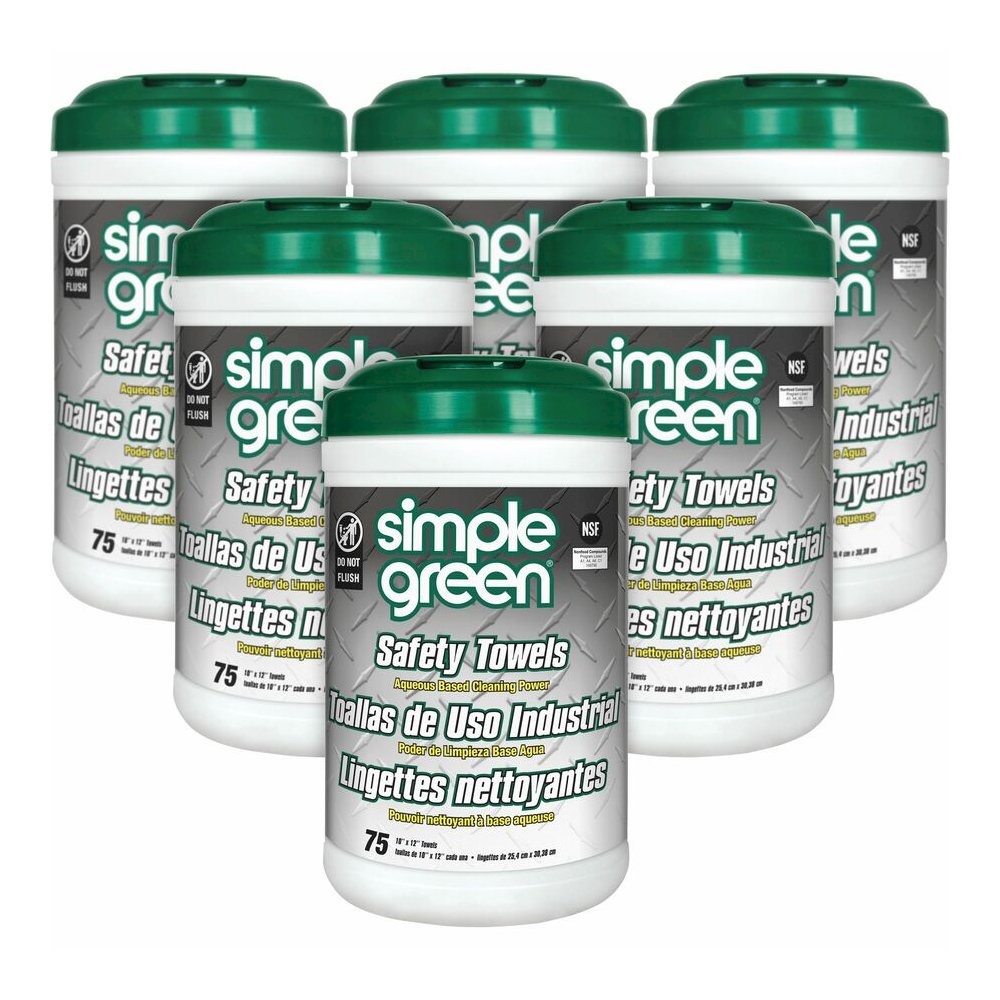 Simple Green Multi-Purpose Cleaning Safety Towels - 10" Width x 11.75" Length - Green - 75/Tub - 6 / Carton. Picture 4