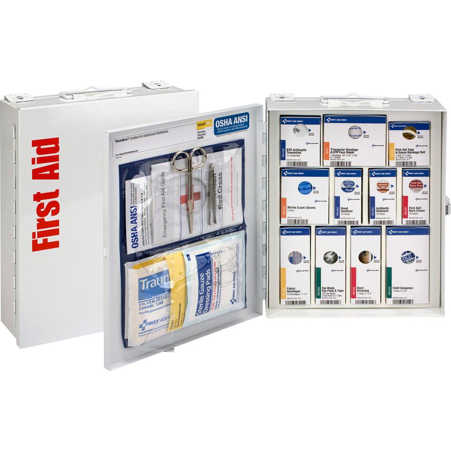 First Aid Only Class A SC First Aid Cabinet - Carrying Handle, Wall Mountable, Portable - White - Steel. Picture 4