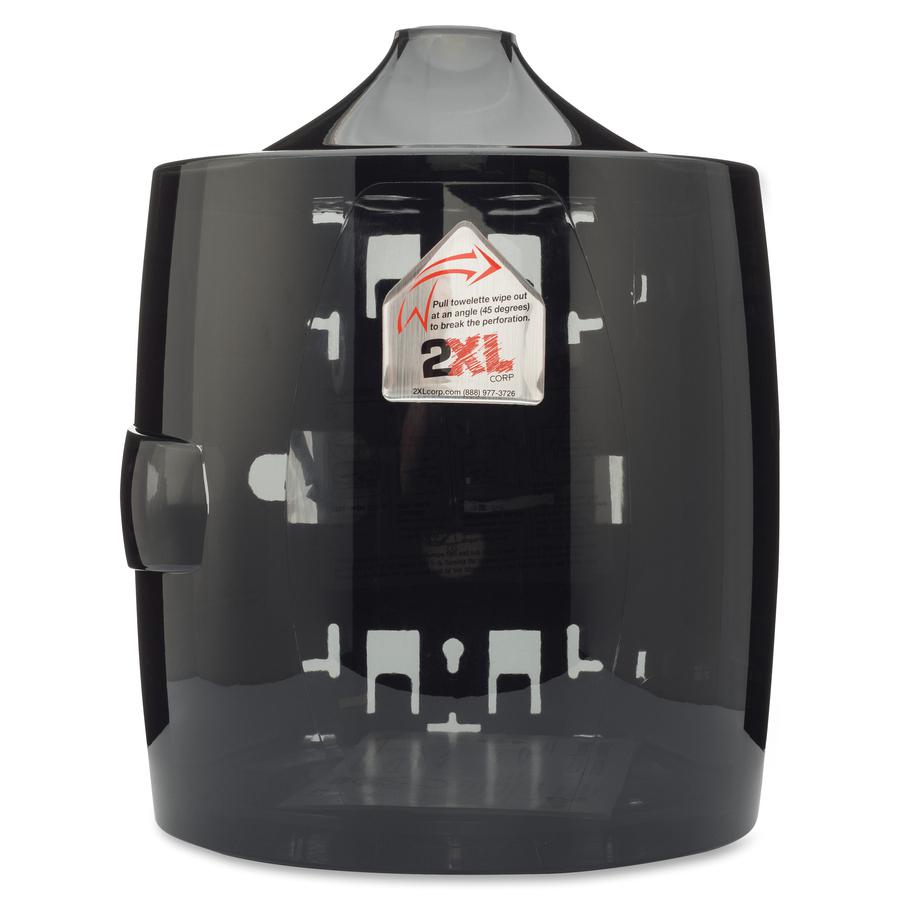 2XL GymWipes Touchless Dispenser - 1 x Roll - 11" Height x 13.5" Width x 11" Depth - Plastic - Smoke Gray - Touch-free, Hinged, Contemporary Style, Durable - 1 Each. Picture 2