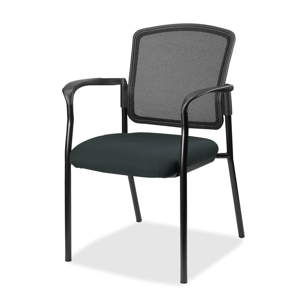 Lorell Mesh Back Stackable Guest Chair - Dillon Black Seat Color - Vinyl Seat Material - Black Back Color - Mesh Back Material - Black Frame Color - Powder Coated Steel Frame Material - Four-legged Ba. Picture 2