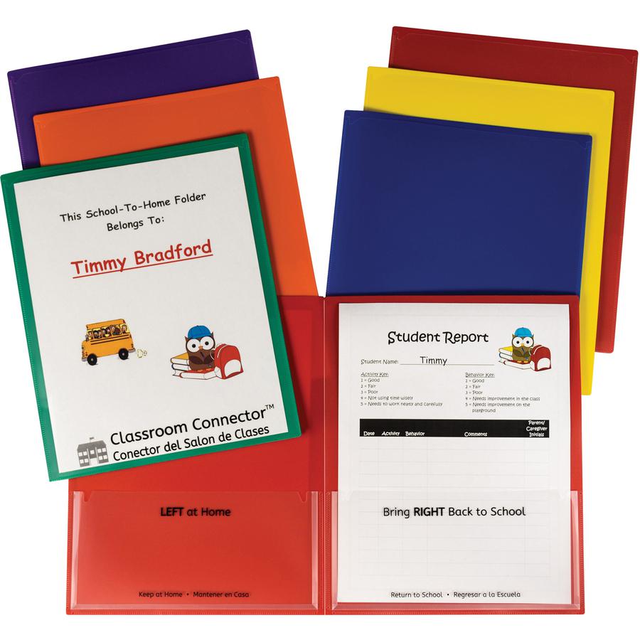 C-Line Classroom Connector Report Cover - 2 Front & Back Pocket(s) - Red, Orange, Yellow, Blue, Green, Purple - 36 / Box. Picture 3