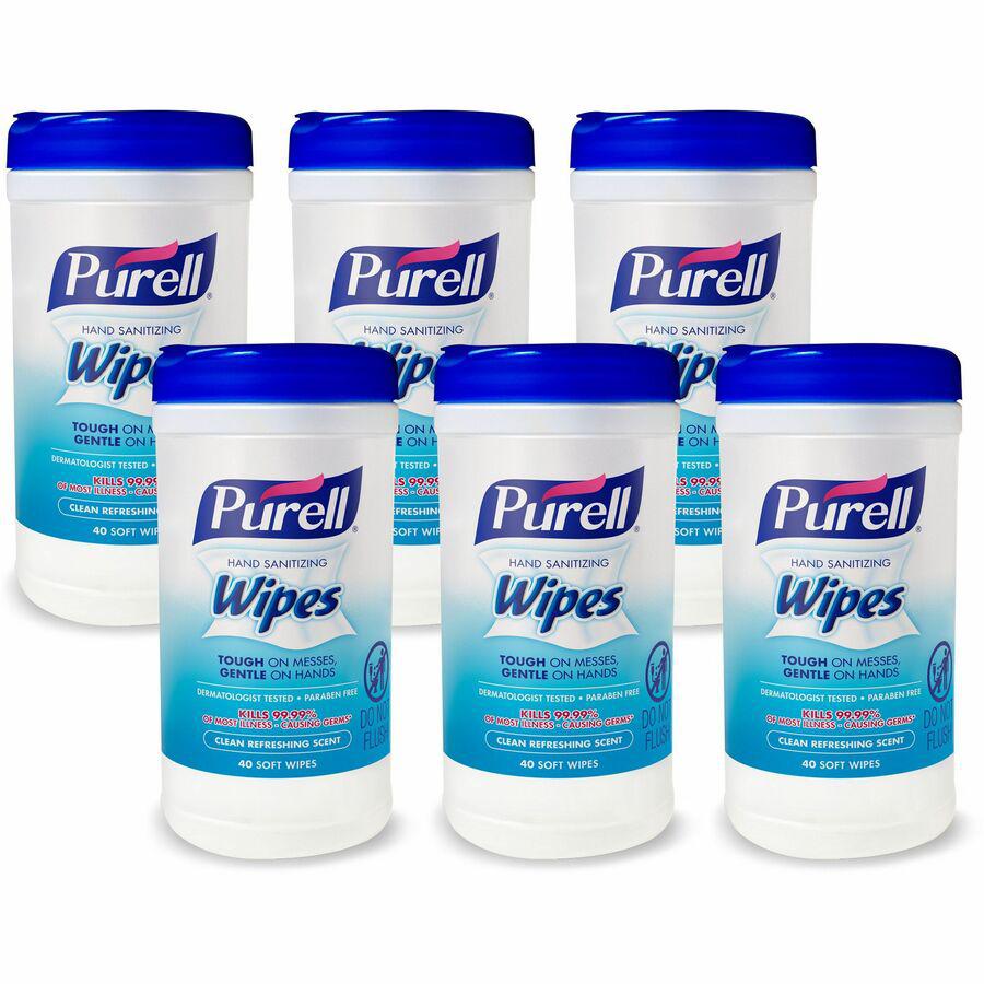 PURELL&reg; Clean Scent Hand Sanitizing Wipes - Clean - Textured - White - 40/Tub - 6 / Carton. Picture 5