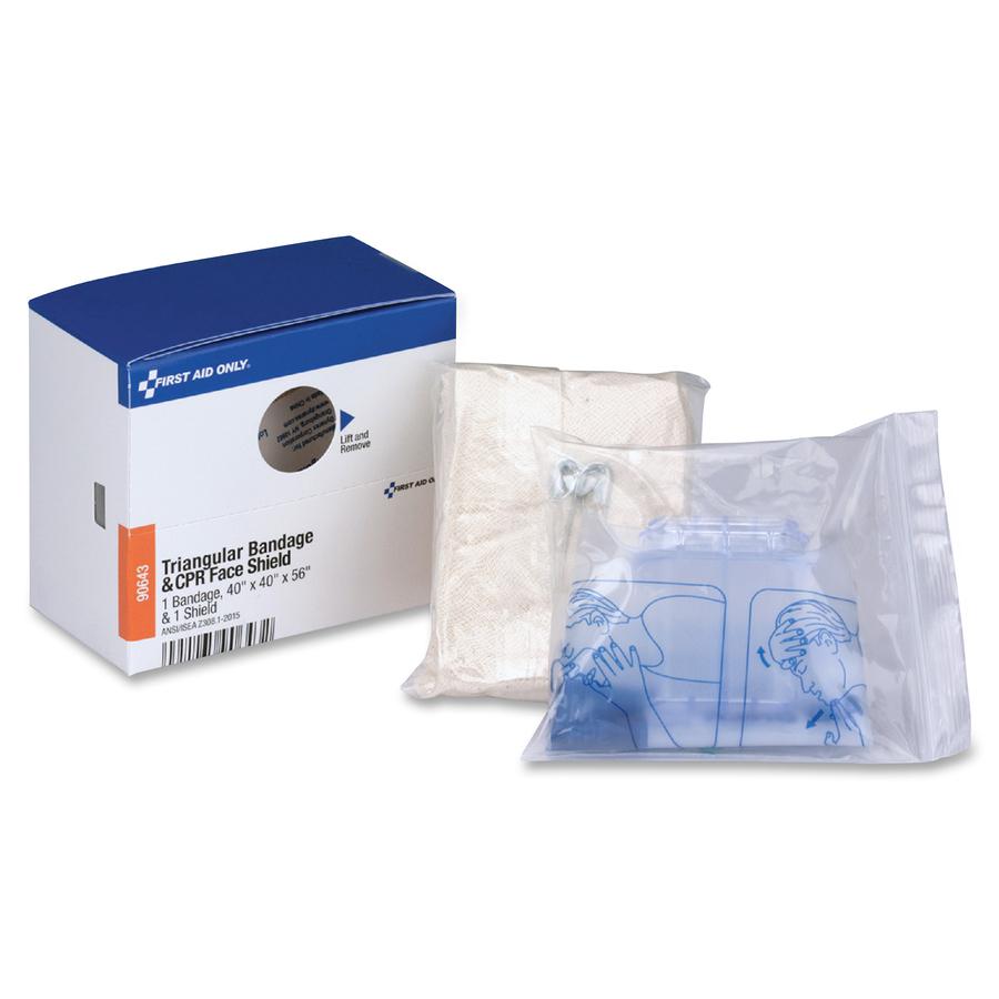 First Aid Only Triangular Bandage/CPR Face Shield - 1Each - Blue. Picture 2
