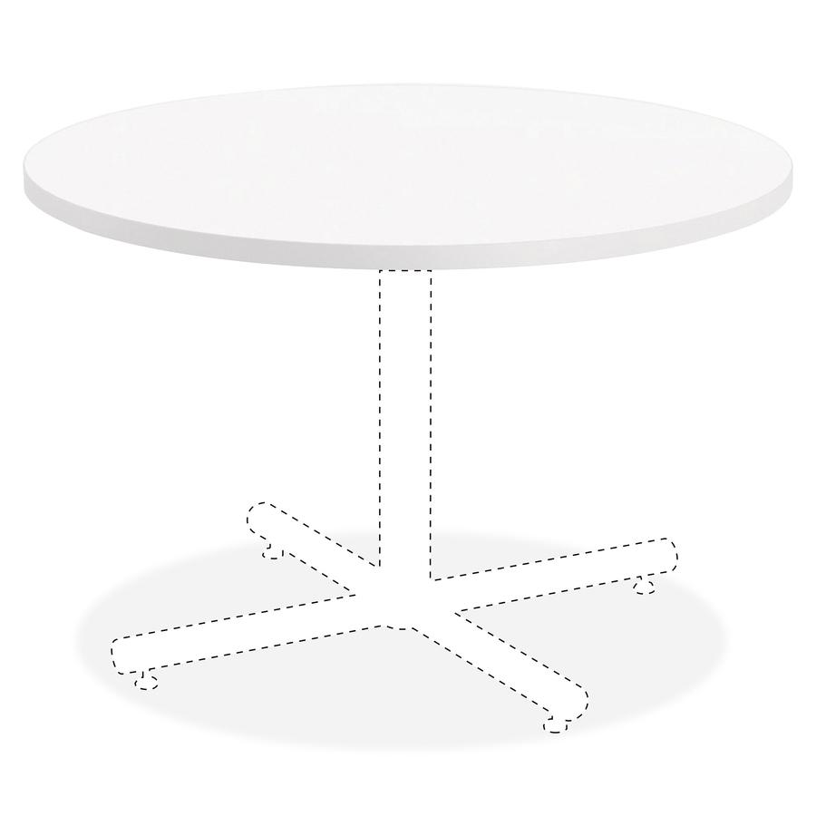 Lorell Hospitality Collection Tabletop - High Pressure Laminate (HPL) Round, White Top - 1.25" Table Top Thickness x 36" Table Top Diameter - Assembly Required - Thermofused Laminate (TFL), Particlebo. Picture 5