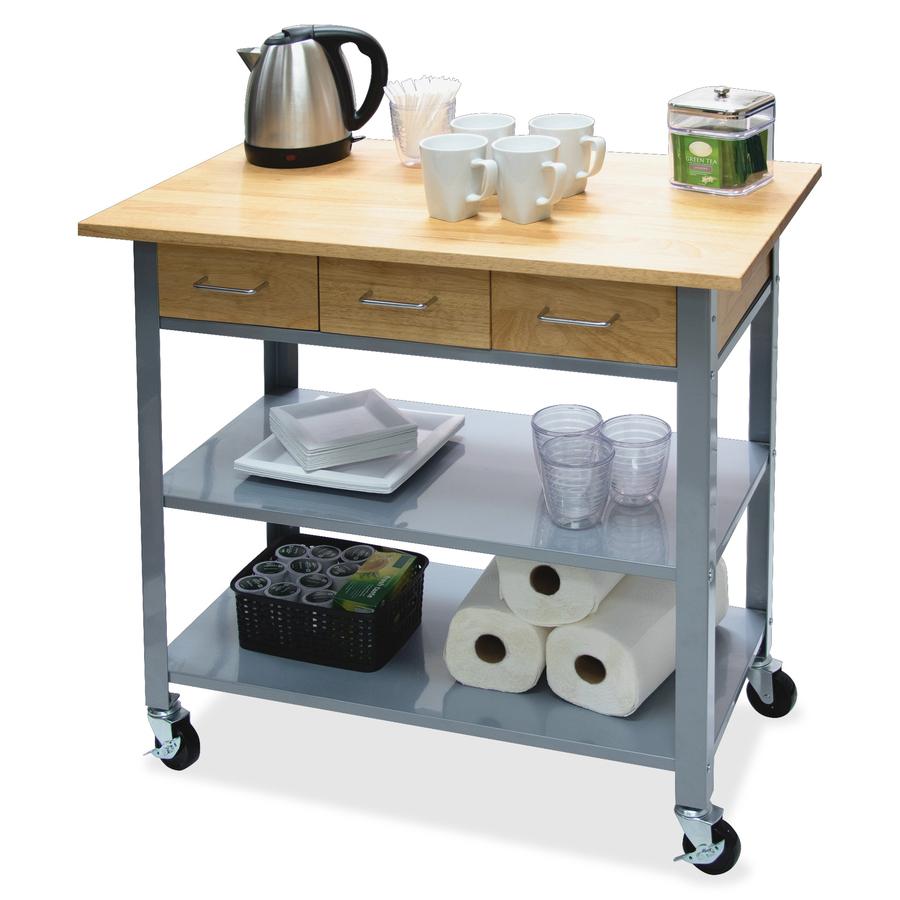 Vertiflex Countertop Serving Cart - Solid Wood - x 34.3" Width x 19" Depth x 35.5" Height - Steel Frame - Assorted - 1 Each. Picture 4