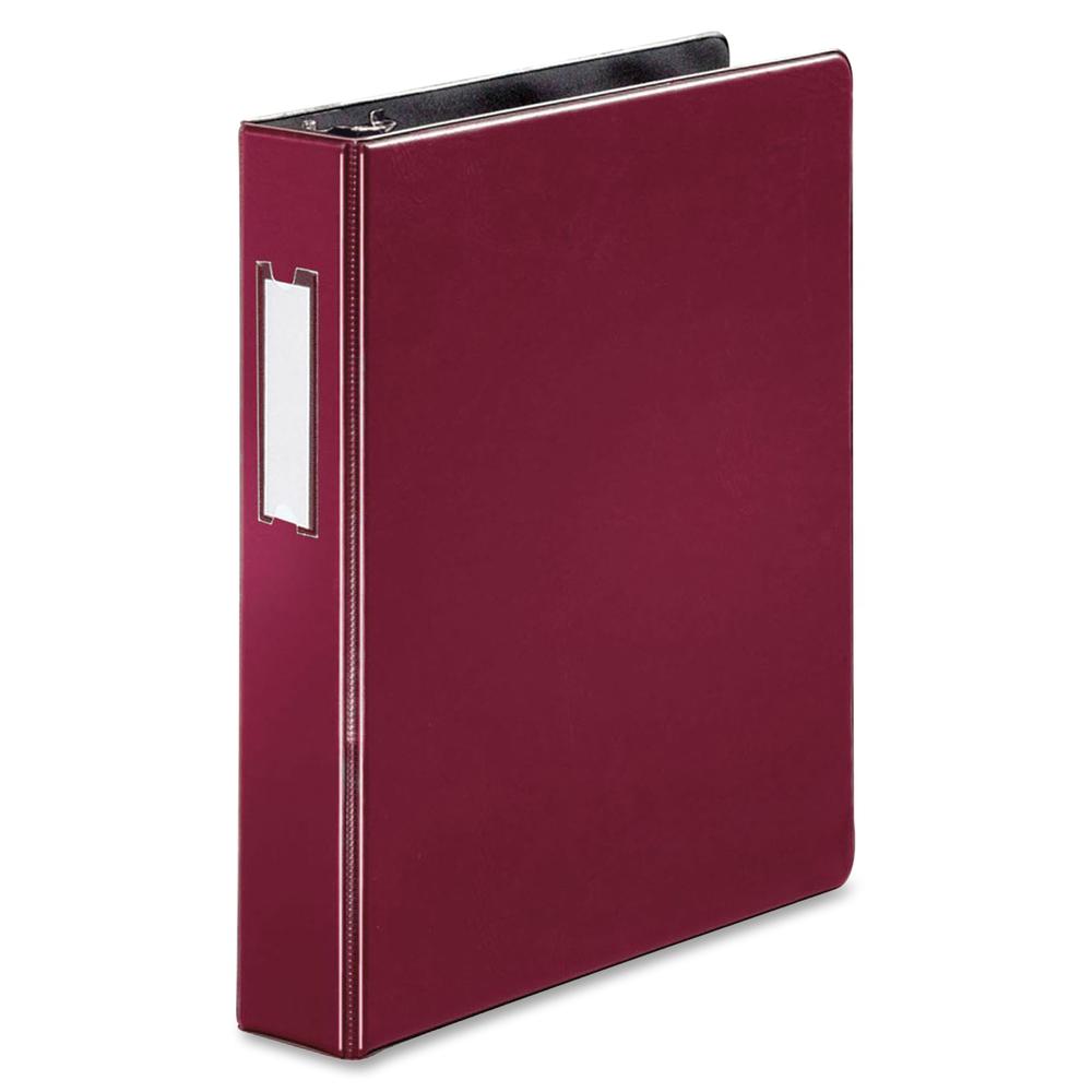 Business Source 1.5" D-Ring Binder - 1 1/2" Binder Capacity - 375 Sheet Capacity - Slant D-Ring Fastener(s) - Internal Pocket(s) - Burgundy - Lay Flat, Label Holder - 1 Each. Picture 6