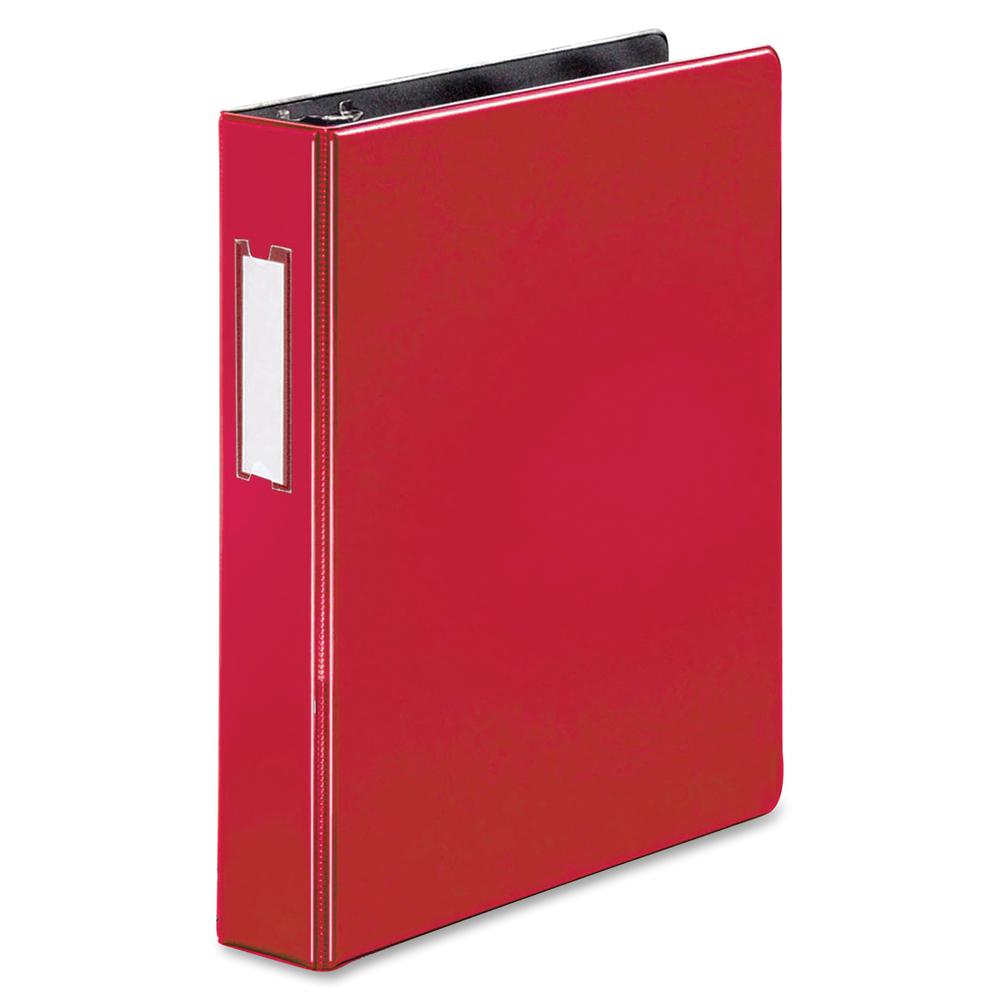 Business Source 1.5" D-Ring Binder - 1 1/2" Binder Capacity - 375 Sheet Capacity - Slant D-Ring Fastener(s) - Internal Pocket(s) - Red - Lay Flat, Label Holder - 1 Each. Picture 8