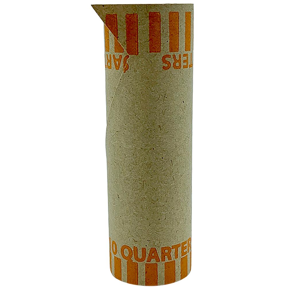 PAP-R Tubular Coin Wrap - 25¢ Denomination - Durable, Burst Resistant, Crimped, Pre-formed - 57 lb Basis Weight - Paper - Orange - 1000 / Box. Picture 5