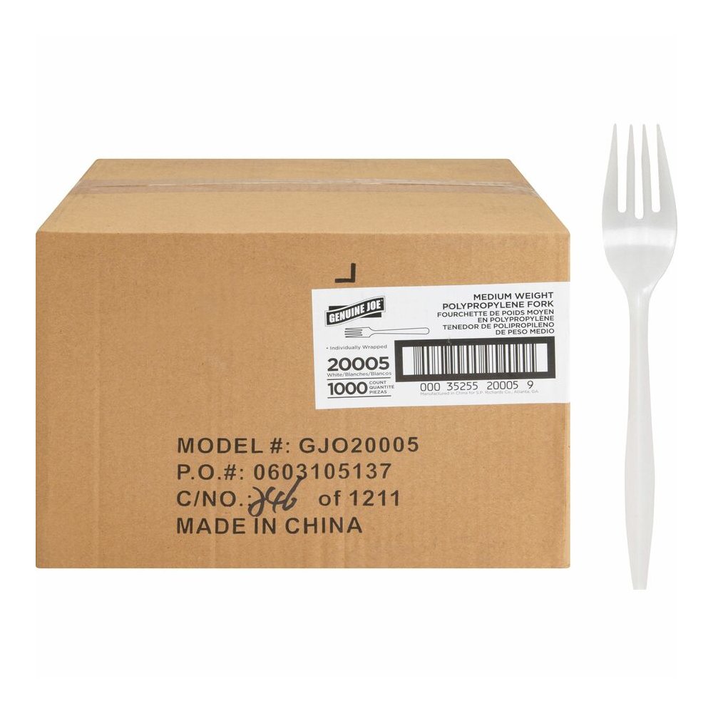 Genuine Joe Individually Wrapped Fork - 1 Piece(s) - Fork - 1 x Fork - Disposable - White - 1 Carton. Picture 8