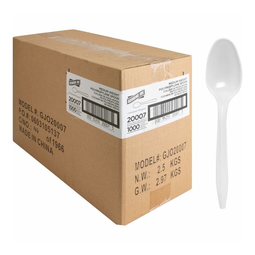 Genuine Joe Individually Wrapped Spoon - 1 Piece(s) - Spoon - 1 x Spoon - Disposable - White - 1 Carton. Picture 10