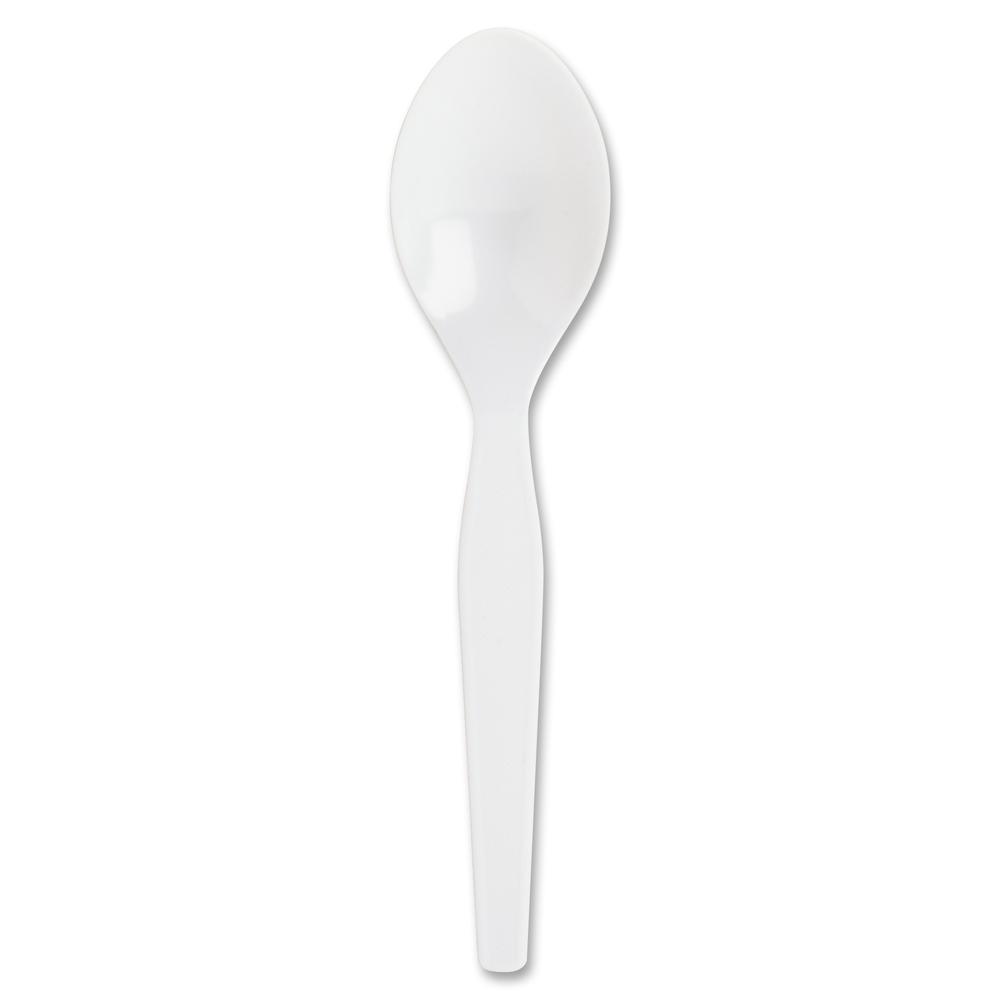 Genuine Joe Medium-Heavyweight Plastic Spoons - 1 Piece(s) - Spoon - 1 x Spoon - Disposable - White - 1000 / Carton. Picture 2
