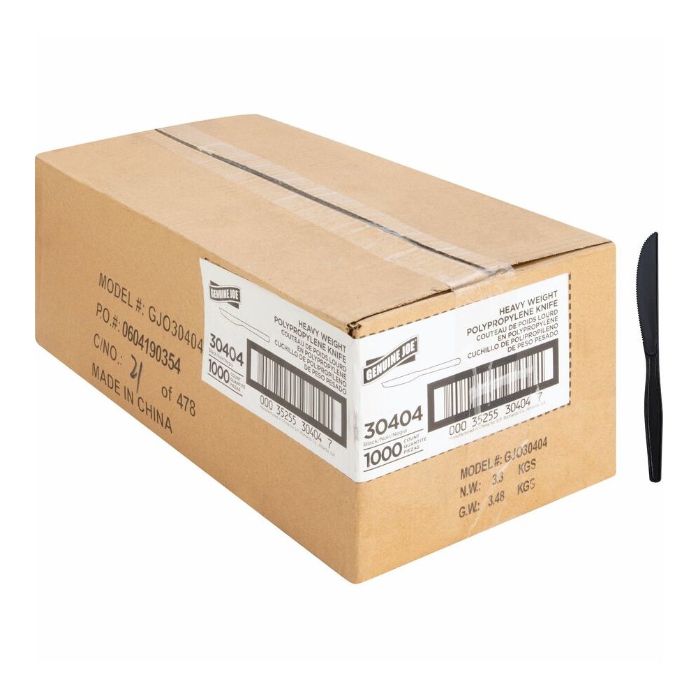Genuine Joe Heavyweight Knife - 1 Piece(s) - 1000/Carton - Knife - 1 x Knife - Disposable - Textured - Black. Picture 10