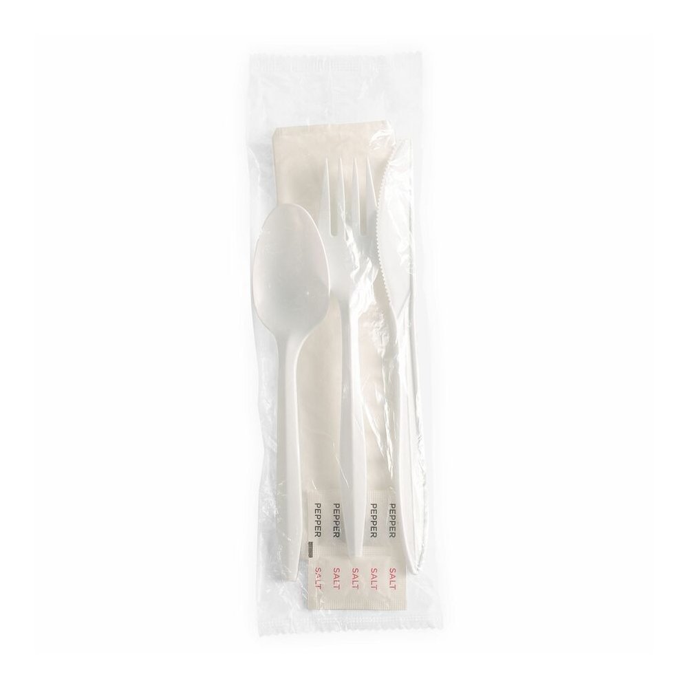 Genuine Joe 6-Piece Fork/Knife/Spoon Utensil Kit - 250 Piece(s) - Cutlery Set - 1 x Spoon - 1 x Fork - 1 x Knife - Disposable - Polypropylene - White - 1 Carton. Picture 5