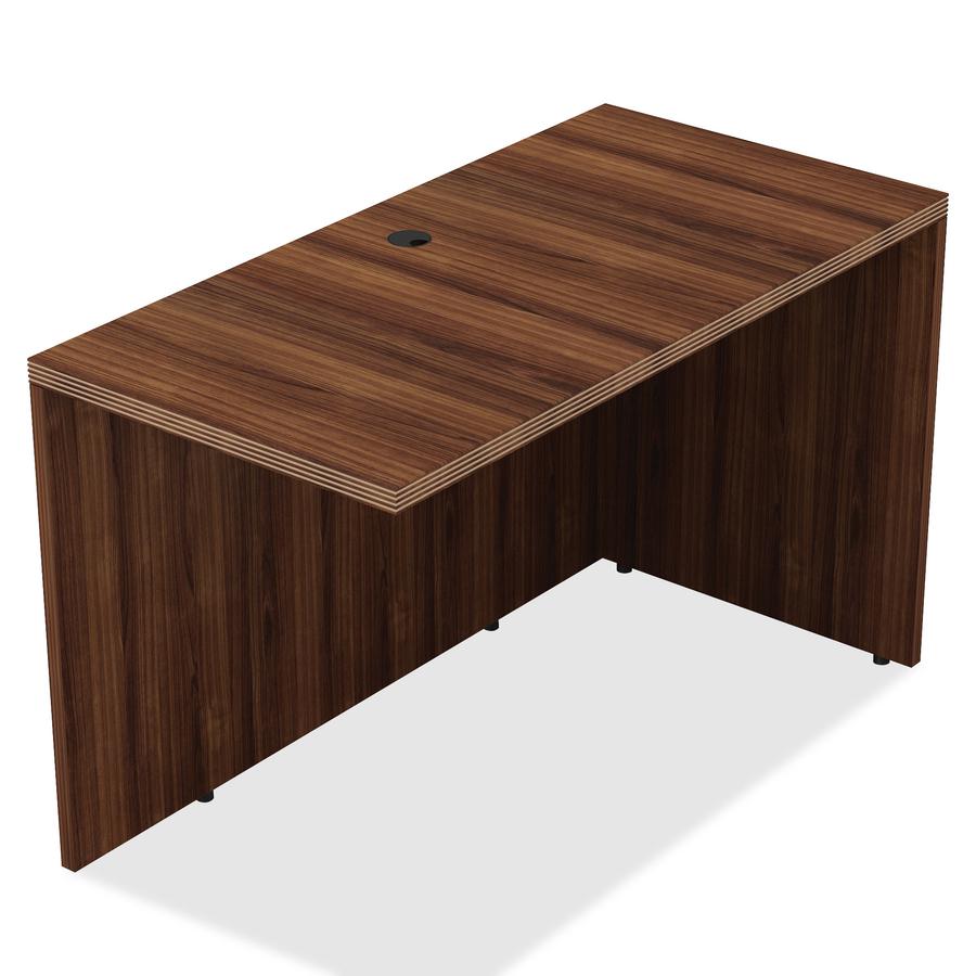 Lorell Chateau Series Return - 29.5" Height x 24" Width x 42" Depth x 1.5" Thickness - Reeded Edge - Finish: Walnut Laminate - Heavy Duty, Grommet, Durable - For Office - 1 Each. Picture 5