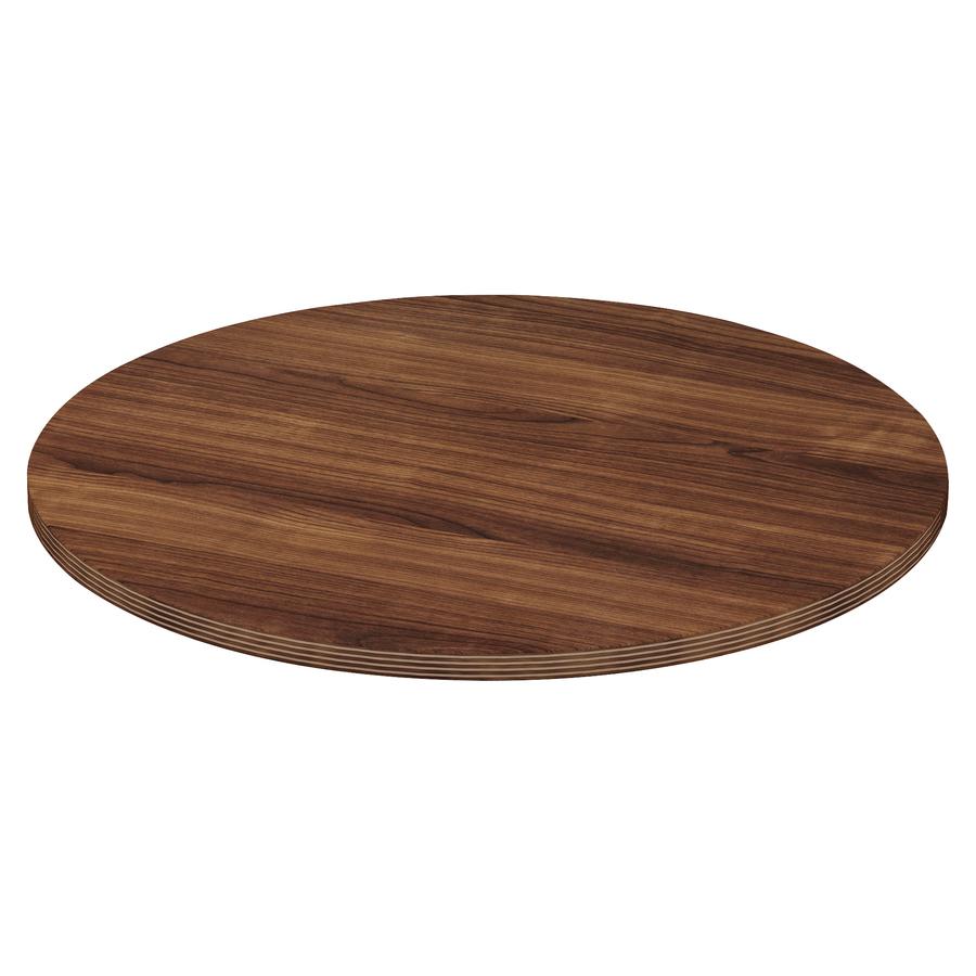 Lorell Chateau Series Round Conference Tabletop - Round - x 1.4" Thickness x 42" Diameter - Reeded Edge - Finish: Walnut Laminate - 1 Each. Picture 3