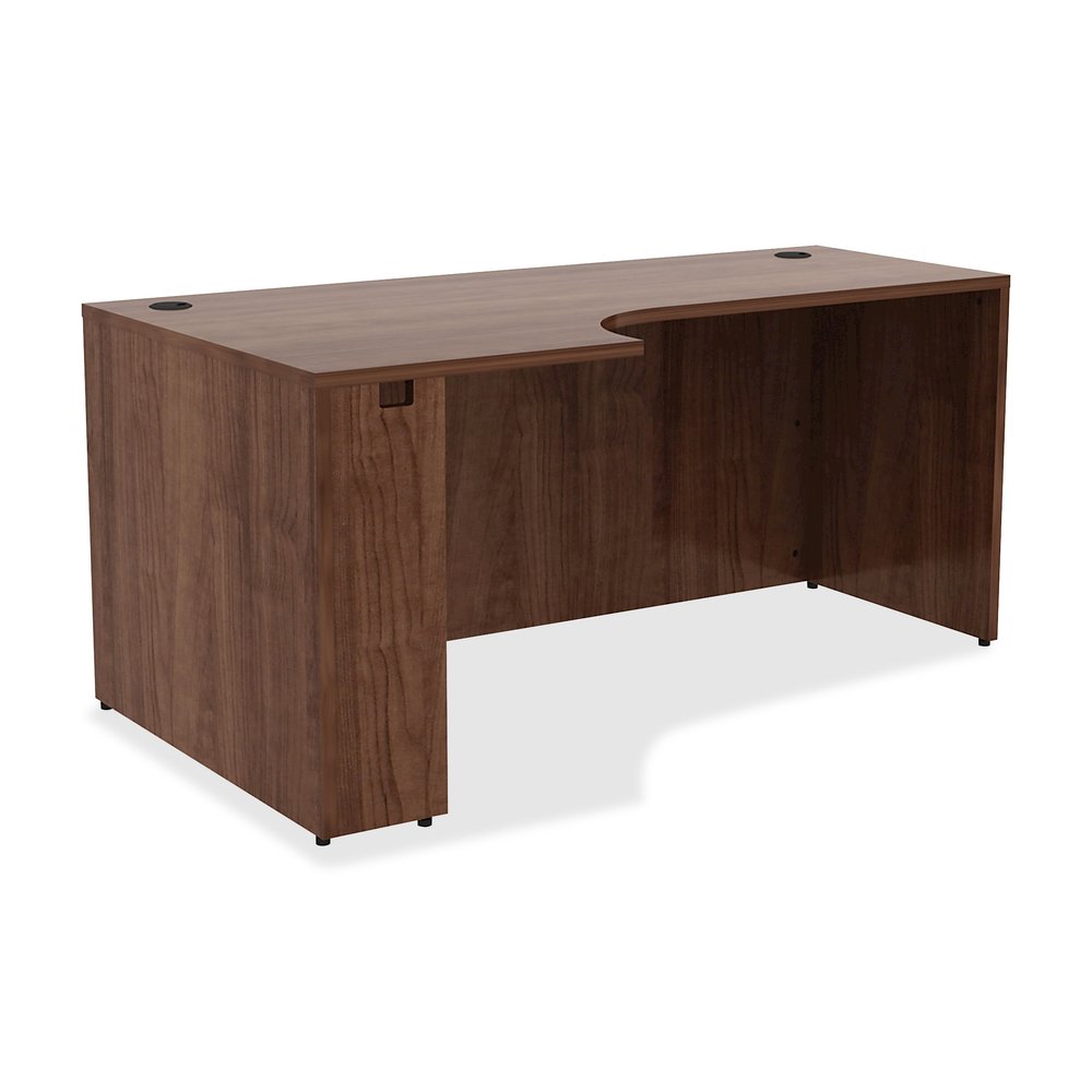 Lorell Essentials Series Left Corner Credenza - 66" x 36"29.5" , 0.1" Edge - Material: Metal - Finish: Walnut Laminate. Picture 8