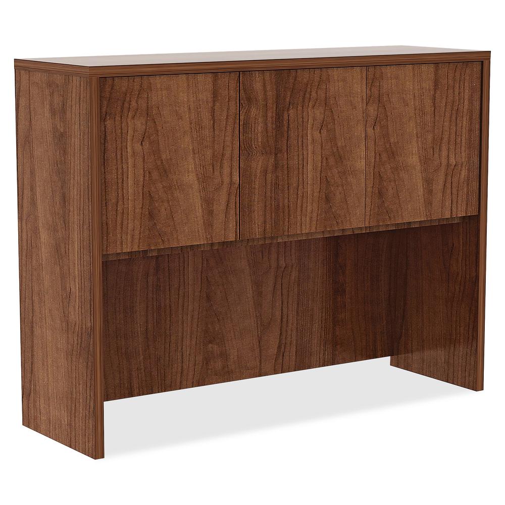 Lorell Essentials Series Stack-on Hutch with Doors - Rectangle - 36" Height x 48" Width x 15" Depth - Material: Metal - Finish: Walnut, Laminate - Adjustable Glide, Lockable, Floor Glide - For Office . Picture 2
