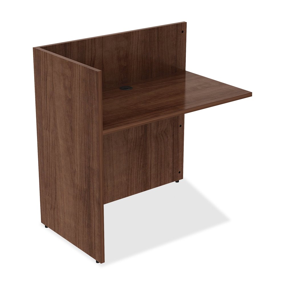 Lorell Essentials Series Reception Return - 41.5" Height x 42" Width x 24" Depth - Finish: Walnut Laminate - 1 Each. Picture 7
