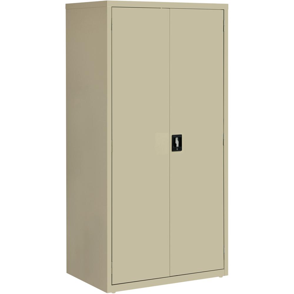 Lorell Fortress Series Storage Cabinet - 36" Width x 24" Depth x 72" Height - 5 x Shelf(ves) - Hinged Door(s) - Sturdy, Recessed Locking Handle, Removable Lock, Durable, Storage Space - Putty - Powder. Picture 4