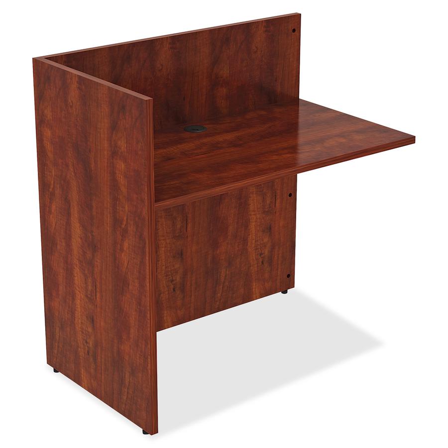 Lorell Essentials Series Reception Return - 41.5" Height x 42" Width x 24" Depth - Finish: Cherry Laminate - 1 Each. Picture 8