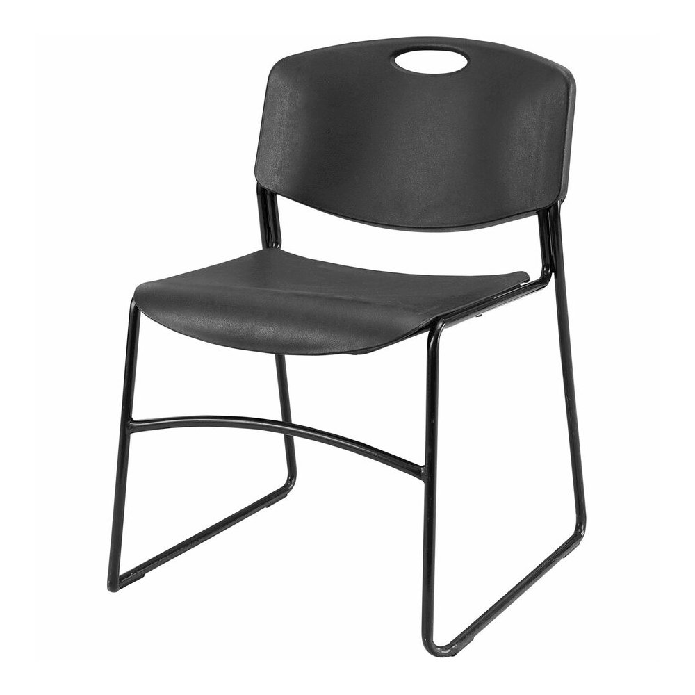 Lorell Heavy-duty Standard-height Stack Chairs - Plastic Seat Material - Plastic Back Material - Steel Frame Material - Black - 4 / Carton. Picture 7