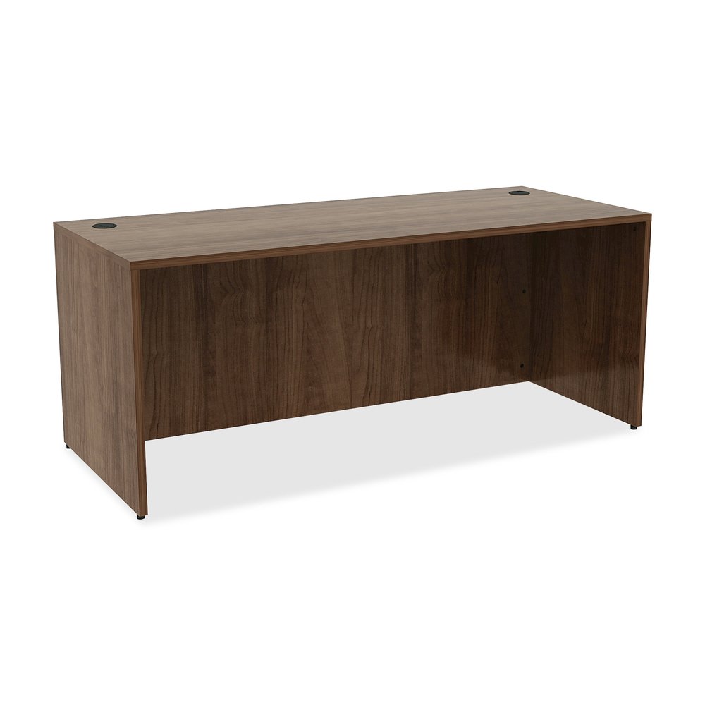 Lorell Essentials Series Rectangular Desk Shell - 29.5" Height x 70.9" Width x 29.5" Depth Desk - Material: Metal - Finish: Walnut Laminate - 1 Each. Picture 8