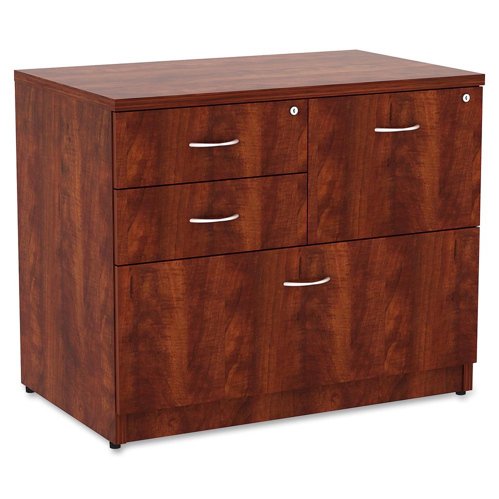 Lorell Essentials Series Box/Box/File Lateral File - 1" Thickness Side Panel, 29.5" Height x 35.5" Width x 22" Depth Lateral File - Total Drawer(s): 4 - Cherry Laminate Table Top - Versatile, Ball Bea. Picture 4