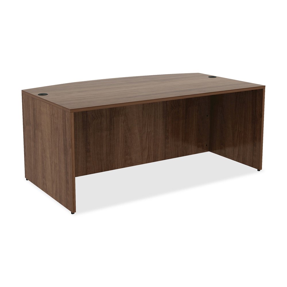 Lorell Essentials Series Bowfront Desk Shell - 29.5" Height x 71" Width x 41.4" Depth Desk - Material: Metal - Finish: Walnut, Laminate - 1 Each. Picture 8