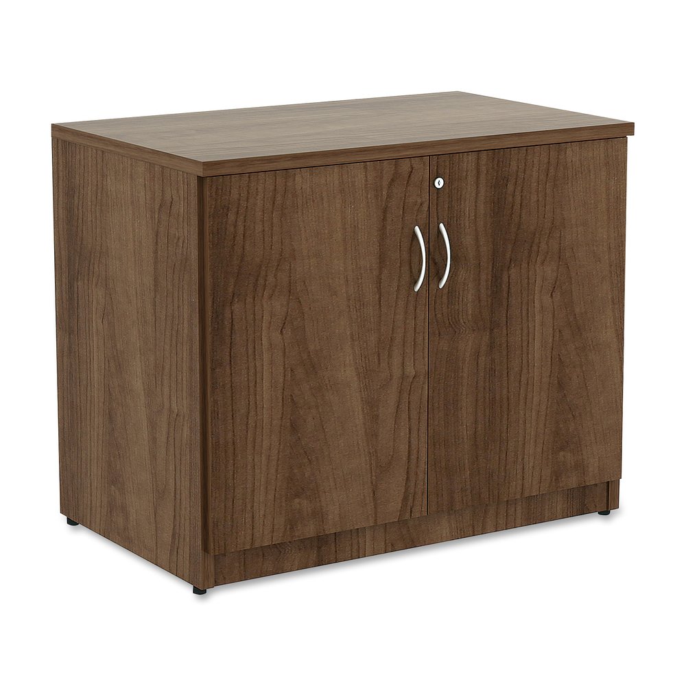 Lorell Essentials Series 2-Door Storage Cabinet - 36" Width x 22.5" Depth x 29.5" Height - Glide, Lockable - Walnut - Laminate - Metal. Picture 7
