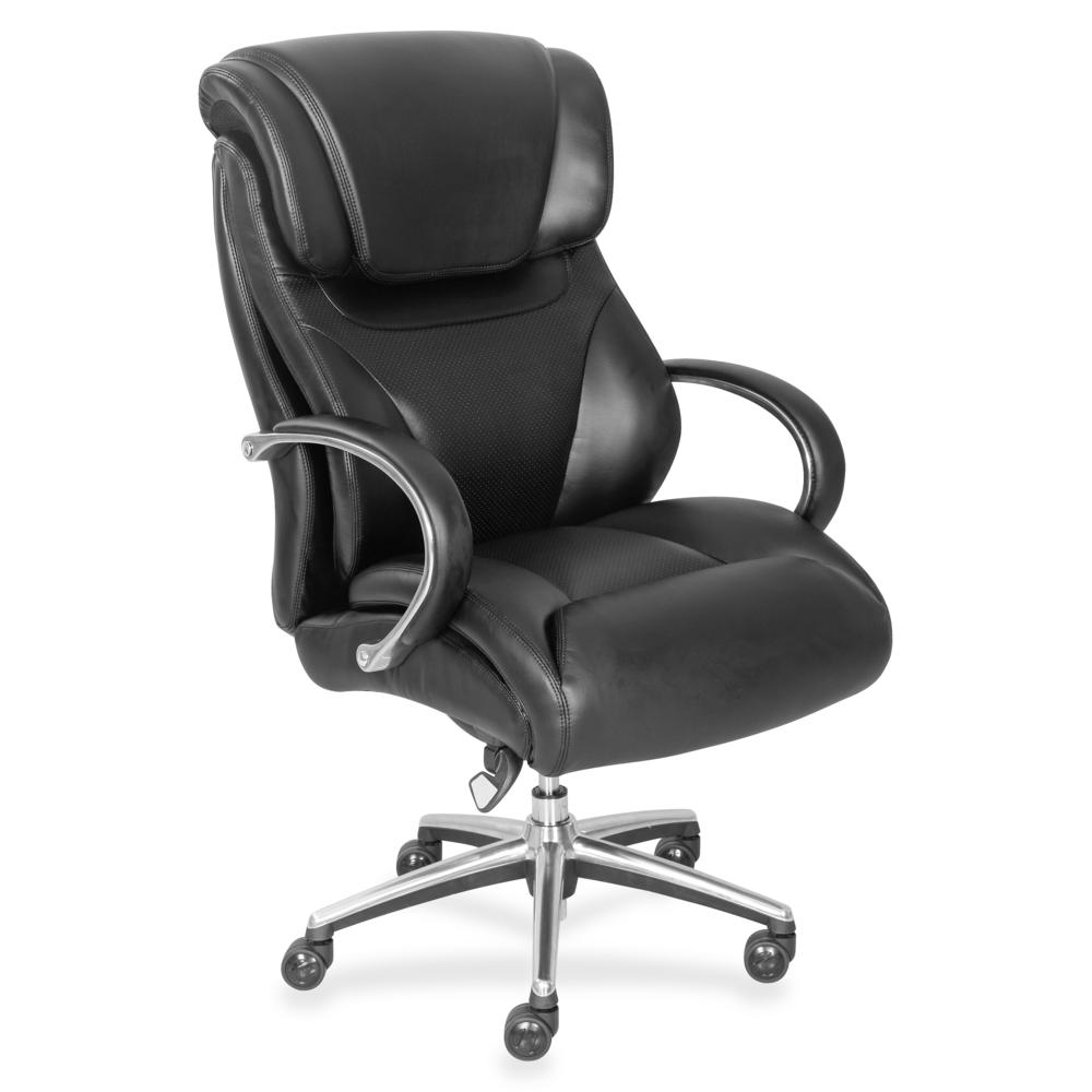 La-Z-Boy Executive Chair - Faux Leather Seat Material - Faux Leather Back Material - Mid Back - Black - 1 Each. Picture 6