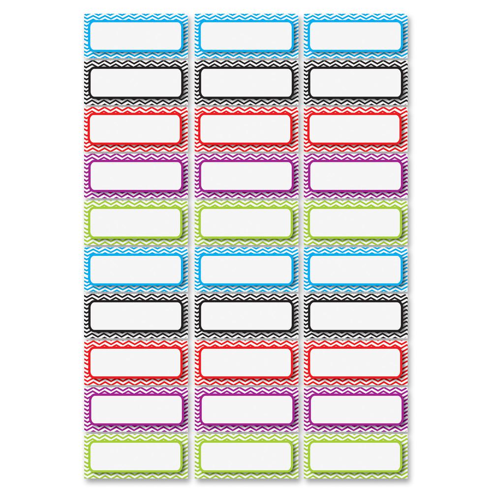 Ashley Dry Erase Chevron Nameplate Magnets - 30 x Rectangle Shape - Magnetic - Chevron - Die-cut, Write on/Wipe off, Heavy Duty - Multicolor - Foam - 1 Pack. Picture 2