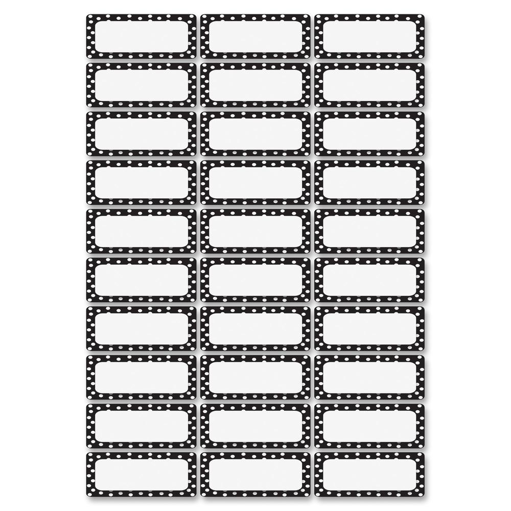 Ashley Dry Erase Black/White Dots Nameplate Magnets - Magnetic - Dotted - Die-cut, Write on/Wipe off - Black, White - 1 / Pack. Picture 2