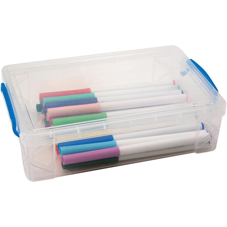 Advantus Clear Large Pencil Box - External Dimensions: 5.5" Width x 9" Depth x 2.6" Height - 152 x Crayon, 100 x Pencil, 50 x Pen, 30 x Marker - Stackable - Plastic - Clear - For Pen/Pencil, Marker, C. Picture 3
