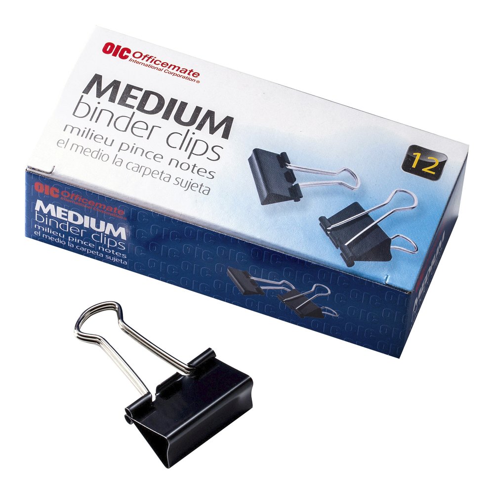 Officemate Binder Clips - Medium - 9" Length x 2.4" Width - 0.62" Size Capacity - for File - Corrosion Resistant, Durable - Black - 12/Box - 12 / Pack. Picture 3