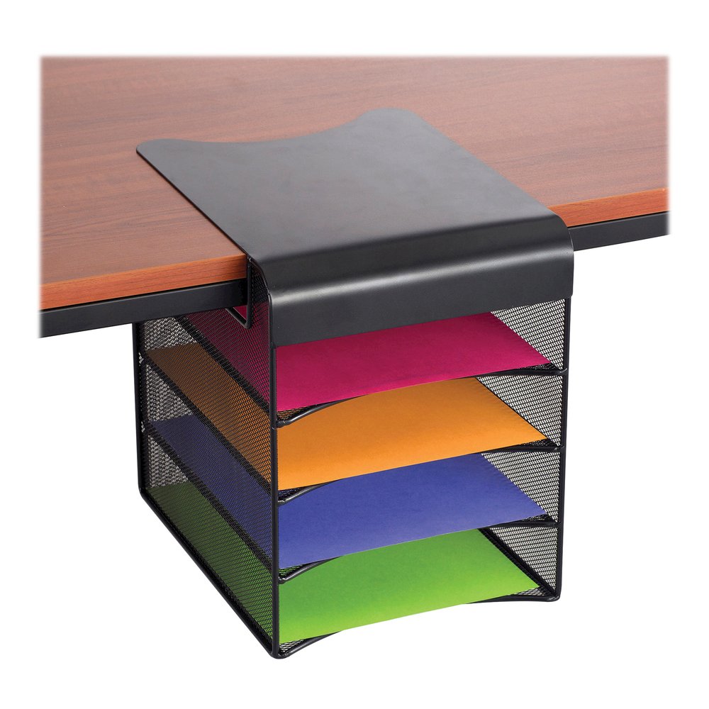 Safco Onyx Solid Top Horizontal Hanging Storage - 12" Height x 10.25" Width x 12.38" Depth - Scratch Resistant - Powder Coated - Black - Steel - 1 Each. Picture 9