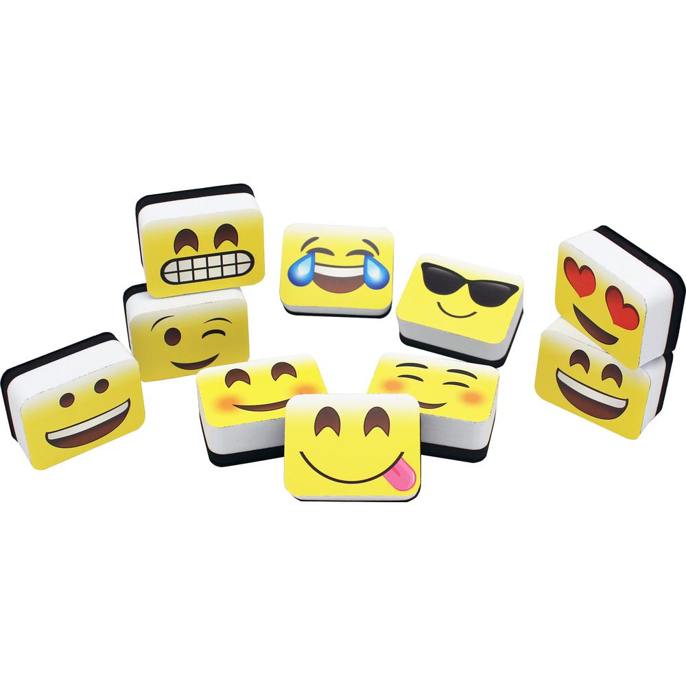 Ashley Emoting Mini Whiteboard Erasers - 2" Width x 1.25" Length - Lightweight, Comfortable Grip - Multicolor - 10 / Pack. Picture 2