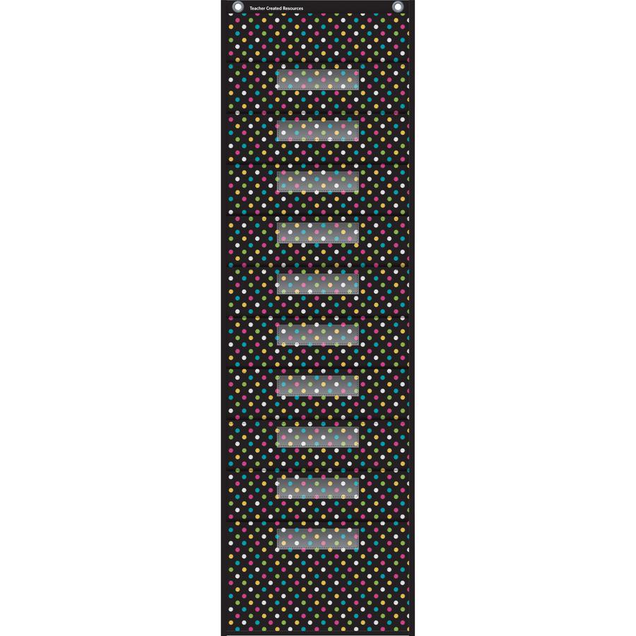 Teacher Created Resources Chalkboard Storage Pocket Chart - 10 Pocket(s) - 58" Height x 14" Width46" Length - Lightweight - Vinyl, Plastic - 1 Each. Picture 2