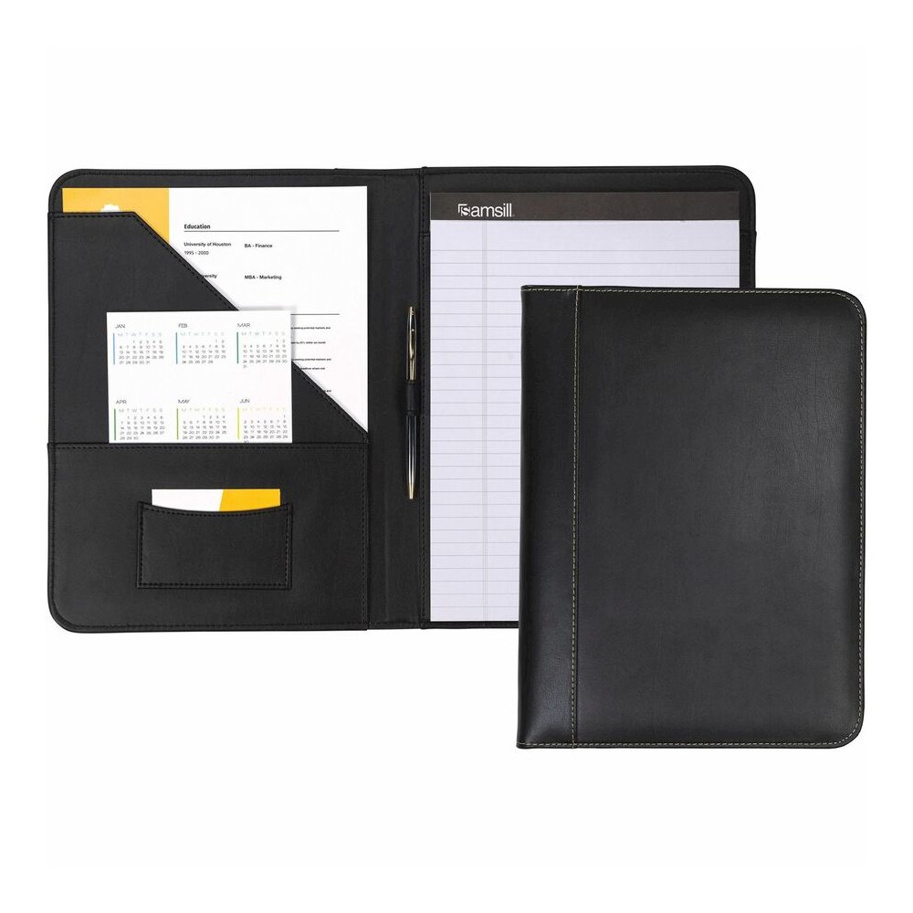 Samsill Letter Pad Folio - 8 1/2" x 11" - Leather - Black - 1 Each. Picture 2