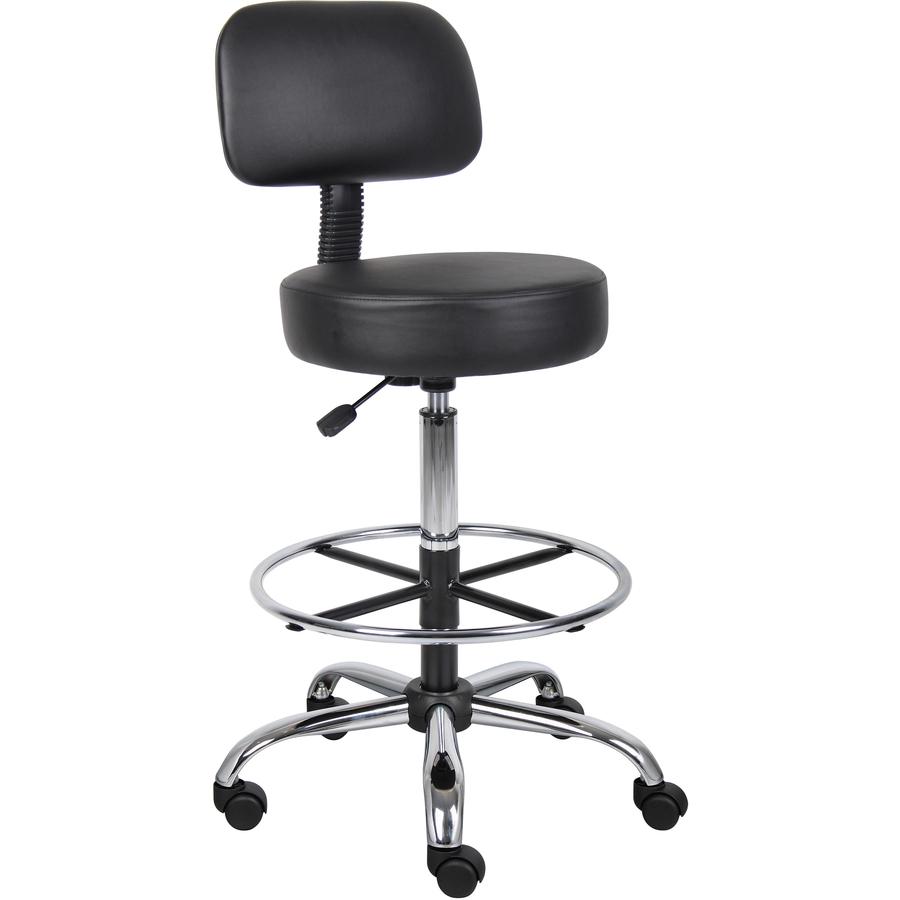 Boss Drafting Stool - Black Seat Color - Vinyl Seat Material - Black Back Color - Chrome, Black Frame Color - Chrome Frame Material - 5-star Base - 1 Each. Picture 12