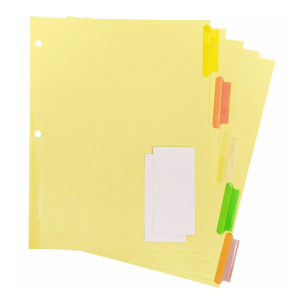 Business Source Insertable Tab Ring Binder Indexes - 5 Blank Tab(s) - 2" Tab Width - 8.5" Divider Width x 11" Divider Length - Letter - 3 Hole Punched - Multicolor Tab(s) - Tear Resistant, Reinforced . Picture 7