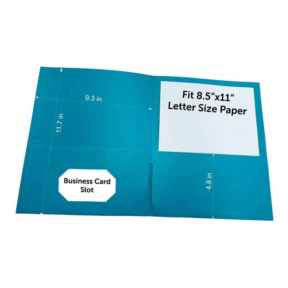 Business Source Letter Portfolio - 8 1/2" x 11" - 125 Sheets Capacity - 2 Inside Front & Back Pocket - Teal - 25 / Box. Picture 7