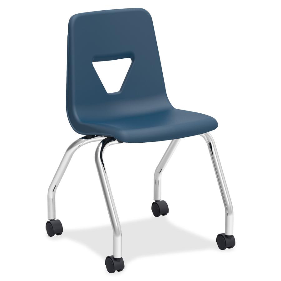 Lorell Classroom Mobile Chairs - Four-legged Base - Navy - Polypropylene - 2 / Carton. Picture 2