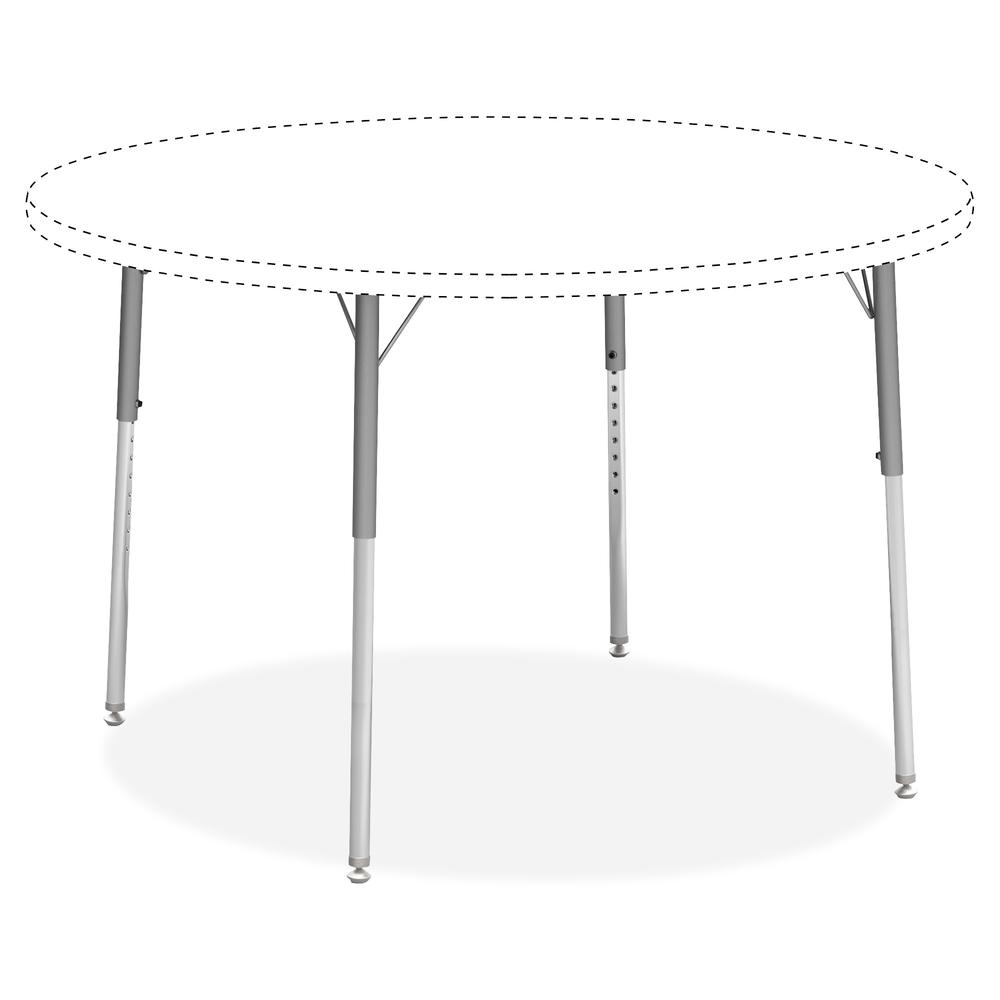 Lorell Activity Table Height-Adjustable Leg Kit - 22" to 30"H - 30" Length x 1.1" Diameter - Chrome, Silver Mist. Picture 3