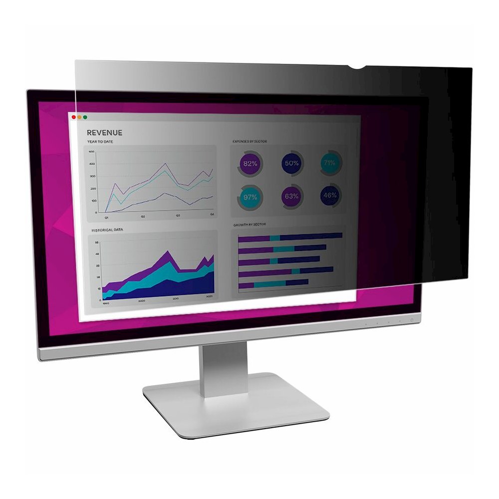 3M High Clarity Privacy Filter Black, Glossy - For 24" Widescreen LCD Monitor - 16:9 - Scratch Resistant, Dust Resistant - 1 Each. Picture 3