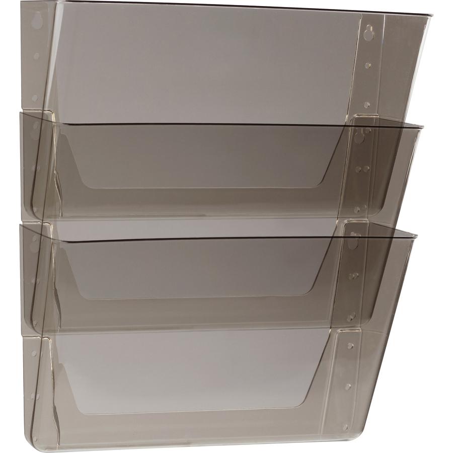 Storex Stacking Wall Pocket Set - 18 x File - 1 Pocket(s) - 7" Height x 4" Width16" Length - Stackable - Smoke - Poly - 3 / Set. Picture 5
