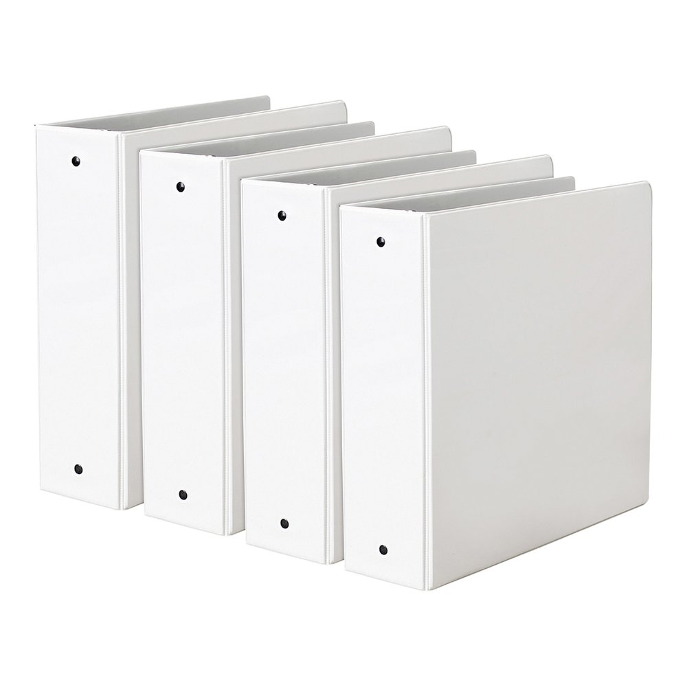 Avery&reg; Economy View Binder - 3" Binder Capacity - Letter - 8 1/2" x 11" Sheet Size - 460 Sheet Capacity - 3 Ring - Fastener: Round Ring - Pocket: 2, Internal - Vinyl - White - 1.79 lb - Gap-free R. Picture 4