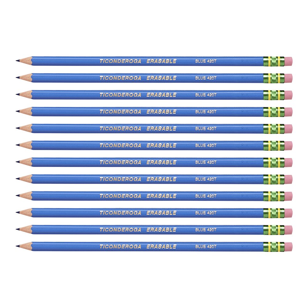 Ticonderoga Pre-Sharpened Erasable Checking Pencils - Blue Lead - HB - 1 Dozen/Box - 6 / Carton. Picture 7