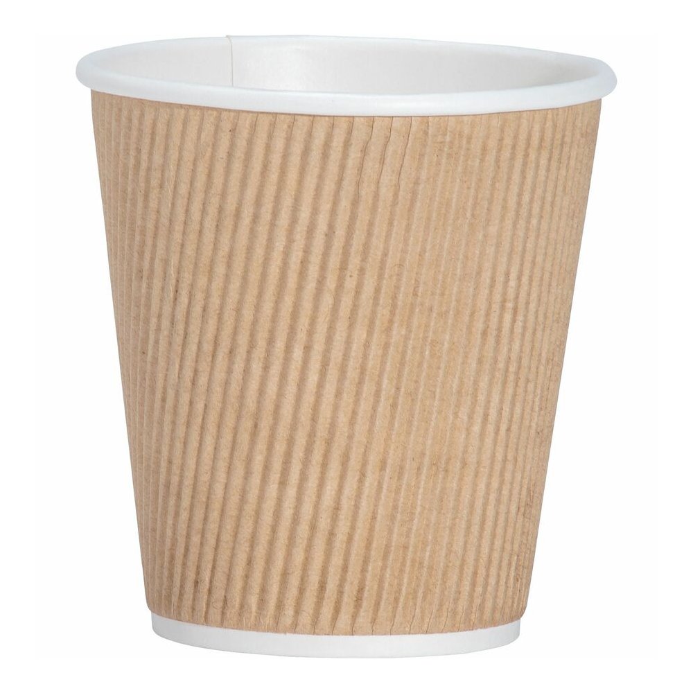 Genuine Joe 10 oz Rippled Hot Cups - 10 fl oz - Brown - Hot Drink, Beverage - 25/Pack - 5 / Bundle. Picture 8