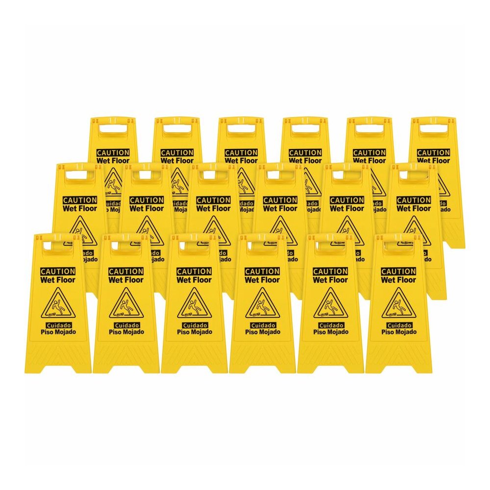 Genuine Joe Universal Graphic Wet Floor Sign - Print/Message "Wet Floor" - Foldable - Yellow - 3 / Bundle. Picture 7